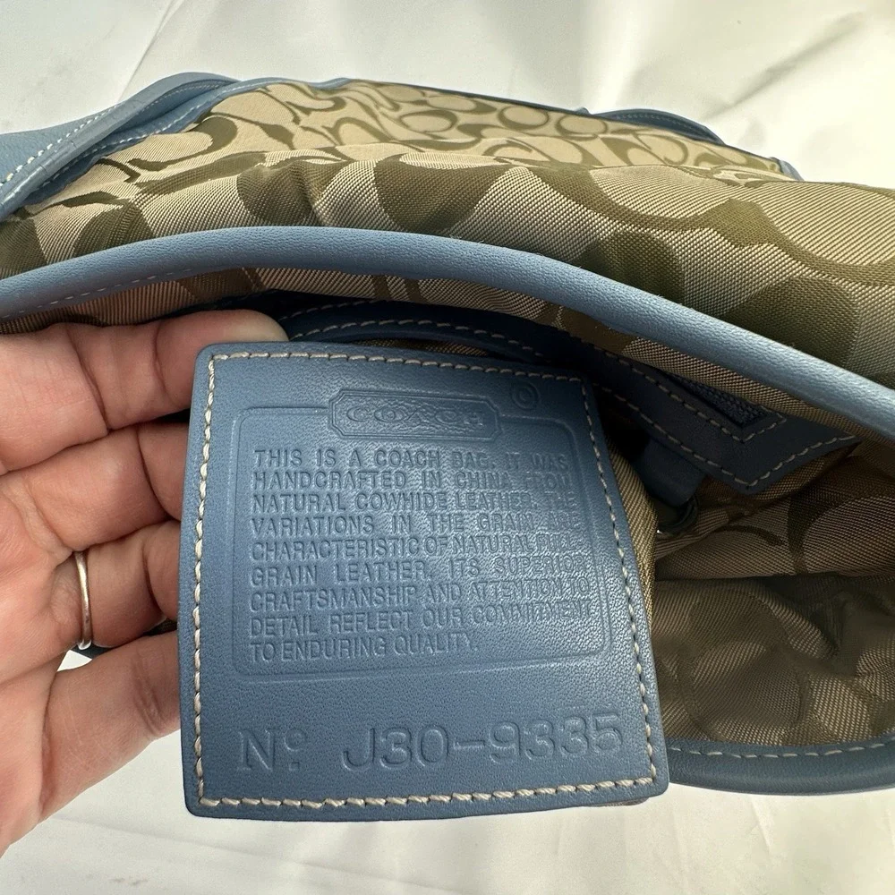 Coach Vintage Legacy Blue Leather Saddle Studio Flap Crossbody Bag 9335